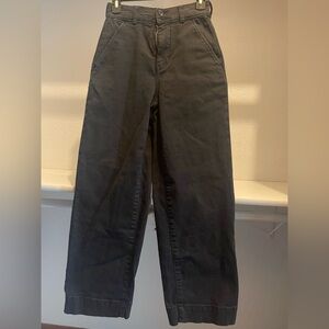 Everlane Womens The Organic Wide-Leg Pants Twill High Rise Stretch Black 00